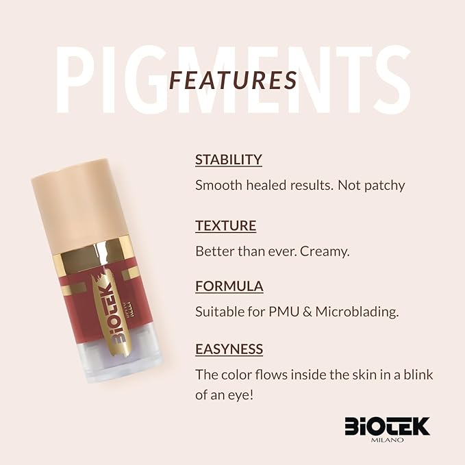 Biotek Lip Pigment for Permanent Makeup - Brick Red Color for Lip - Made in Italy - Kelly 0,24 fl.oz.