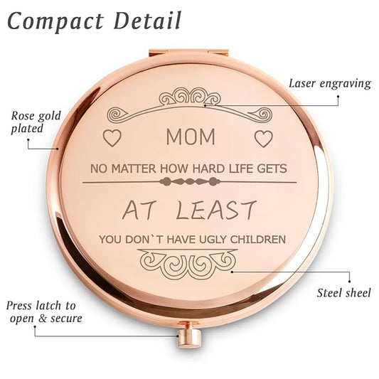 Mom Gifts from Daughter Son, Personalized Compact Mirror, Funny Mothers Day Birthday Gifts for Mom, Unique Present for Mother Parents