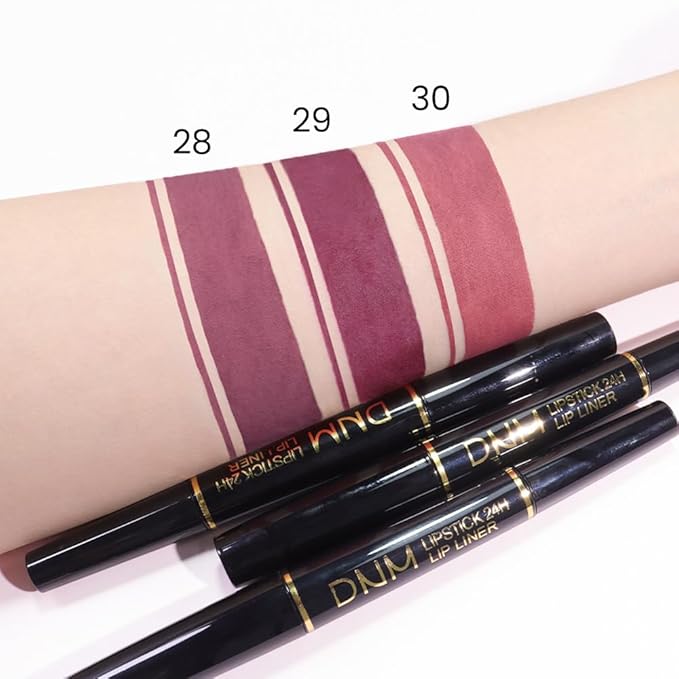 BINGBRUSH 2 IN 1 Lip Liner & Lipstick Makeup Set, Dark Red Matte Metallic Lipliner Set for Black Mature Women Waterproof Long Lasting Gift Set (3Pcs Set11-Matte:28#29#30#, 3Pcs)