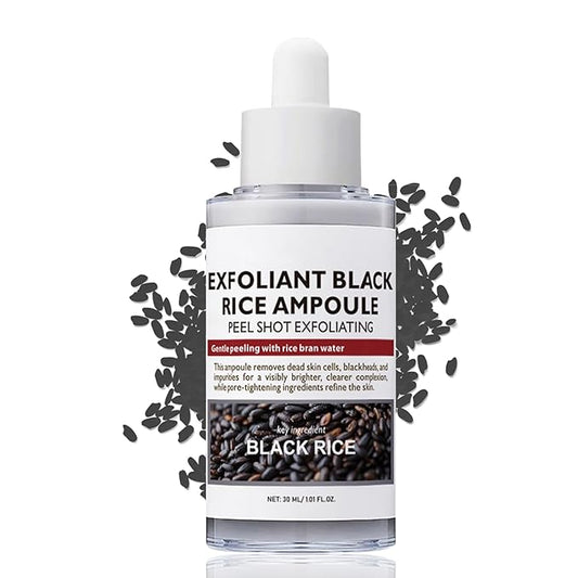 Black-Rice Peeling Ampoule, Black Rice Exfoliant Face Scrub, Peel Shot Glow Rice Ampoule Duo, Face Exfoliator Pore Minimizer for face, Dead Skin Remover for Body & FAce, Moisturizing, Smooth