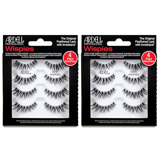 Ardell Demi Wispies False Eyelashes, Black - Full Volume Demi Wispies, Reusable Strip Lashes for Eye Make-up Enhancement, 2 Pack