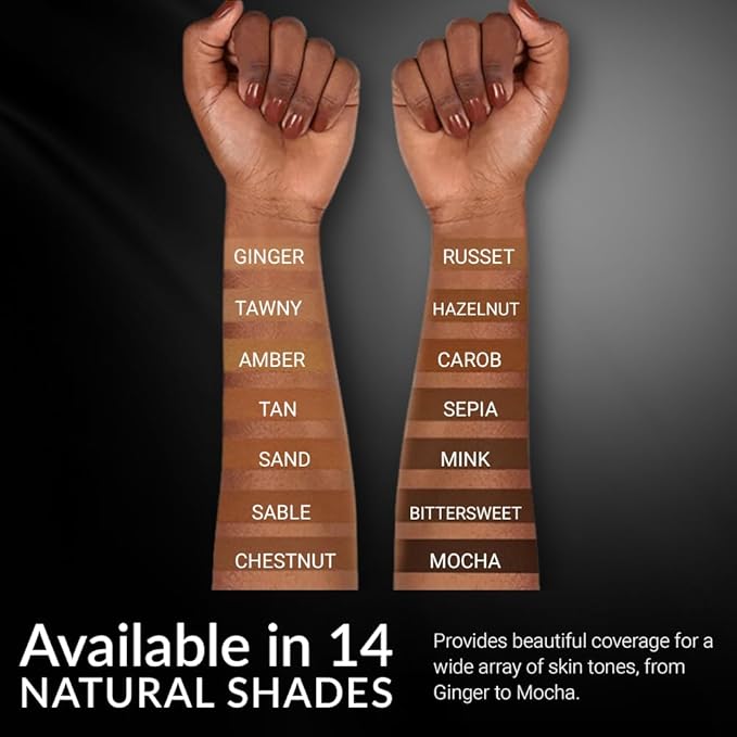 Cream To Powder Foundation by Flori Roberts, Full Coverage for Women of Color or Deeper Skin Tones, Long Lasting Makeup, Matte Finish, Covers Uneven Complexion and Hides Imperfections, 0.30 oz