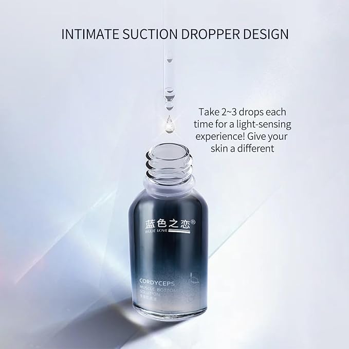 BLUE LOVE 1PC Cordyceps Facial Essence Serum - Reduces Fine Lines & Wrinkles, Hydrating & Anti-Aging Formula with Natural Ingredients for All Skin Types