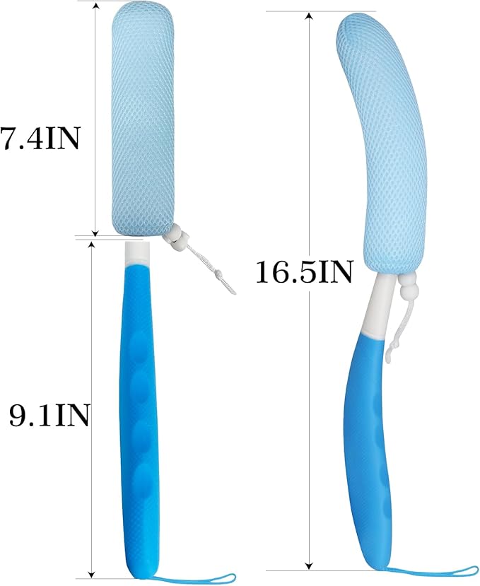 Long-Handle Back Bath Brush, with Anti-Slip Long-Handle Back Scrub net, is Used for Auxiliary Bath and Shower for The Elderly and People with Limited Activities (Black Blue)
