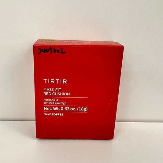 TIRTIR Mask Fit Red Cushion Foundation | Full coverage, Weightless, Skin fit, Satin Glow Finish, Korean Makeup, beauty, Tattoo cover up, Buildable (#34W Toffee, 0.63 Fl Oz)