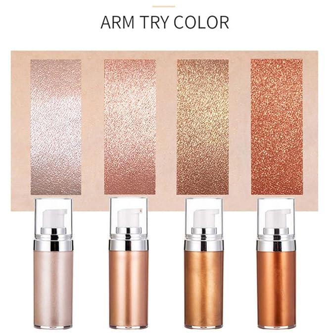 Body Shimmer Oil, Liquid Body Illuminator Drops Face Body Shimmer Oil Long Lasting Smooth Liquid Highlighter Stick Shimmer Highlighter Liquid Bronzer for Face Body Glitter(#02)