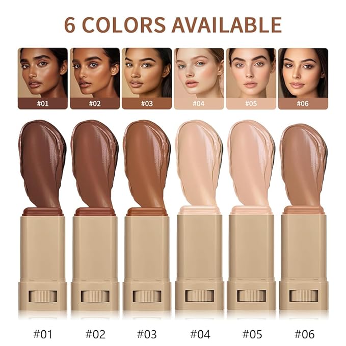 A 3-in-1combining Foundation Stick Beauty Balm Serum Boosted Skin Tint,Solid Tinted Moisturizing Serum Contour Foundation Face for Women,Natural Finish Makeup,Buildable Medium-to-Full Coverage(#04)