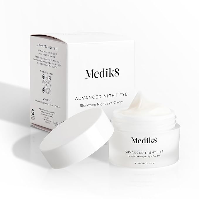 Medik8 Advanced Night Eye Cream - Multi Peptide and Caffeine Eye Cream - Night Moisturizer for Smoothing Wrinkles, Puffiness and Dark Circles - 0.5 oz