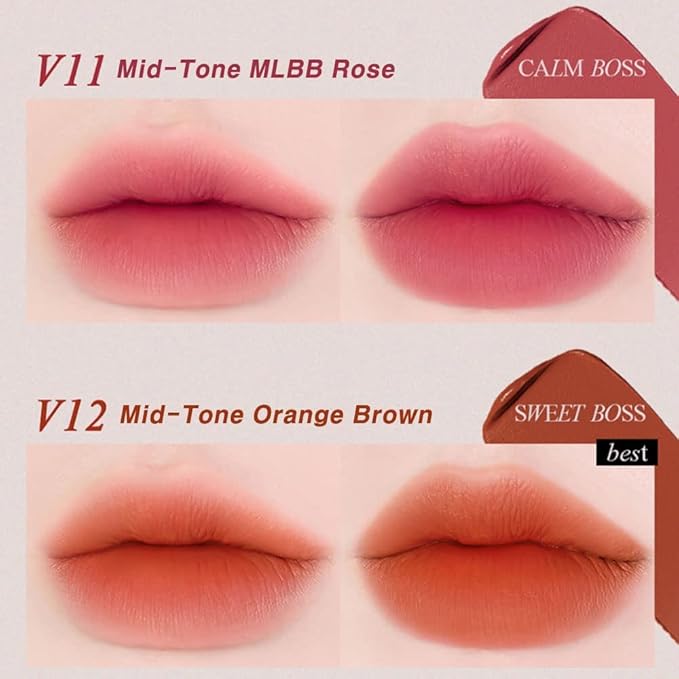 BBIA Last Velvet Tint - Soft & Creamy Matte Finish Lip Stain, Blur Effect with Velvety Texture, Long-Lasting, High Pigment, Lightweight, Non-Drying, Vegan, Korean Lip Makeup (V13 SERIOUS BOSS)