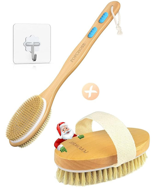 POPCHOSE Dry Brushing Body Brush and Shower Brush with Soft & Stiff Bristles