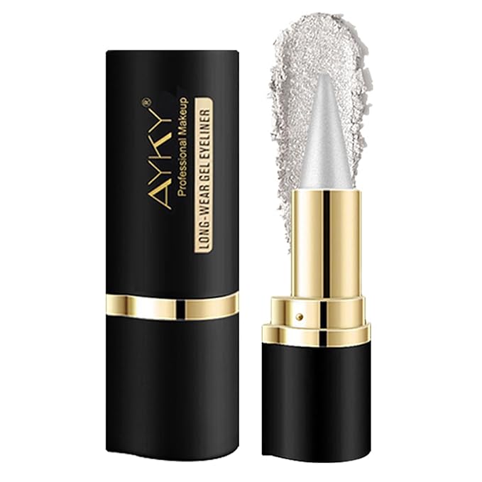 Long Wear Gel Eyeliner, Eyeliner Cream Stick Natural Black, Eye Liner Gel Waterproof Smudge Proof, Long Lasting Smooth Eye liner Pencil (Silver)