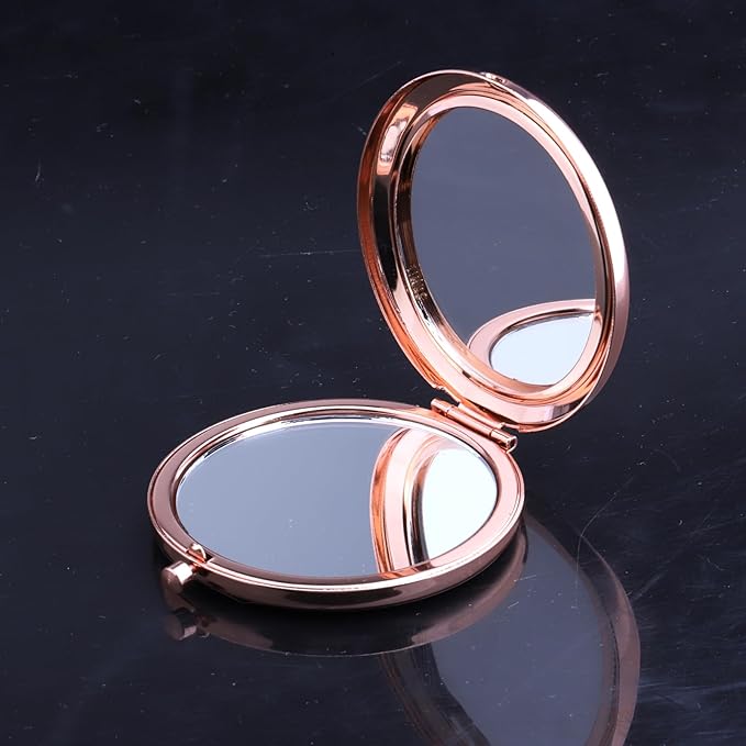 LQRI Cartoon Fans Pocket Mirror Cartoon Cartoon Movie Gift Makeup Mirror Inspiration Gift Friendship Gift (Rose Gold)