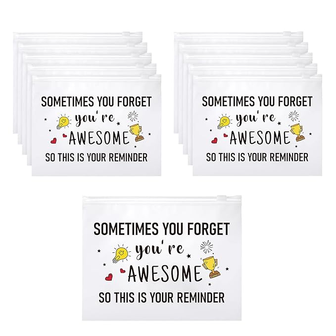 100 Pcs Inspirational Gifts for Girls Women Travel Cheer Makeup Bag Bulk Loved Quotes Cosmetic Bags with Zipper Thank You Encouragement Birthday Gift Bag for Nurse Teacher Friend (You're Awesome)