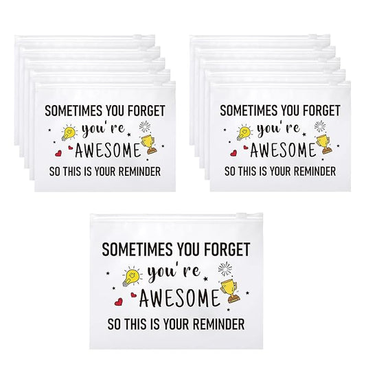 100 Pcs Inspirational Gifts for Girls Women Travel Cheer Makeup Bag Bulk Loved Quotes Cosmetic Bags with Zipper Thank You Encouragement Birthday Gift Bag for Nurse Teacher Friend (You're Awesome)