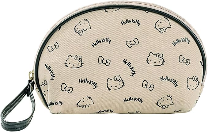 AmBealla Portable Storage Bag Cosmetic Bag for Women,Small Cute Compact Travel Makeup Bag for Keys and Phone, Beige Cotton Organizer with Wristband,Portable Mini Bag for Girls