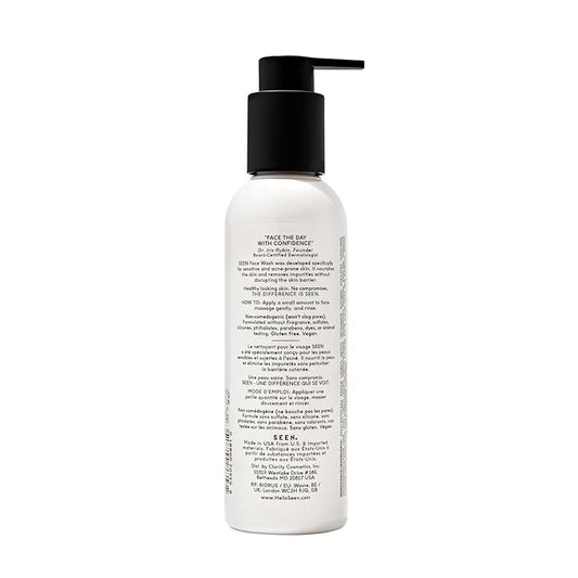SEEN Face Wash, Fragrance Free -Non-Comedogenic & Non-Irritating Face Cleanser - Dermatologist-Developed - Safe for Sensitive, Eczema & Acne Prone Skin