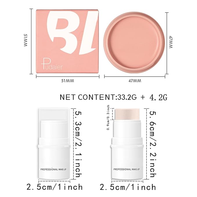 Blush Multi Stick, Lightweight & Blendable, Non-greasy & Waterproof, For Eyes, Lips & Cheeks, Highlight Contouring blush, Perfectly Blended, Contour Stick (SET 2, 2 in 1)