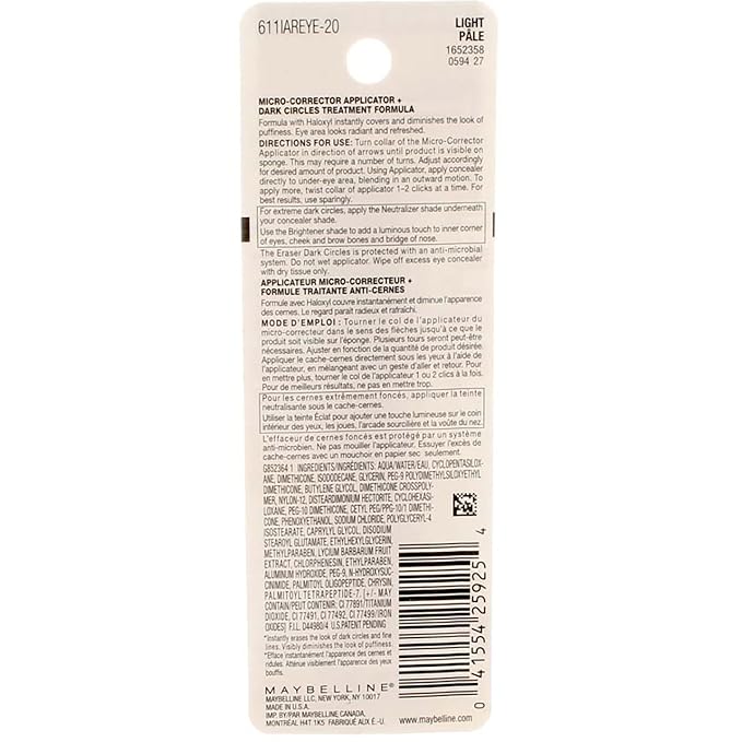 Maybelline Instant Age Rewind Eraser Dark Circles Treatment Concealer, Light 0.2 oz (Pack of 2)