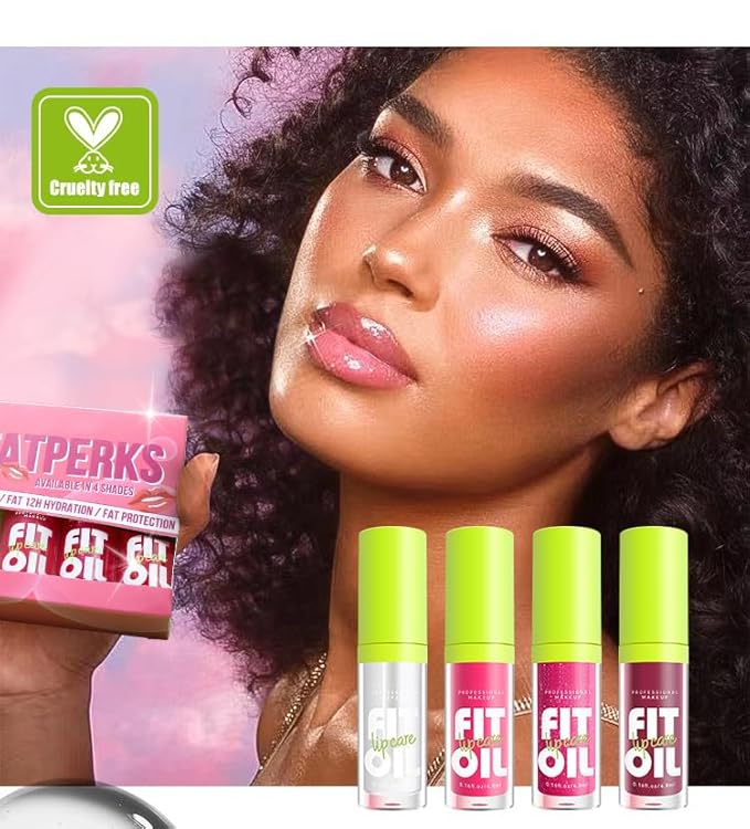 4 Colors Lip Oil Lip Glaze, Big Brush Head Hydrating Lip Glow Oil, Transparent Toot Tinted Nourishing Long Lasting Repairing Lightening Lip Lines (Set A)