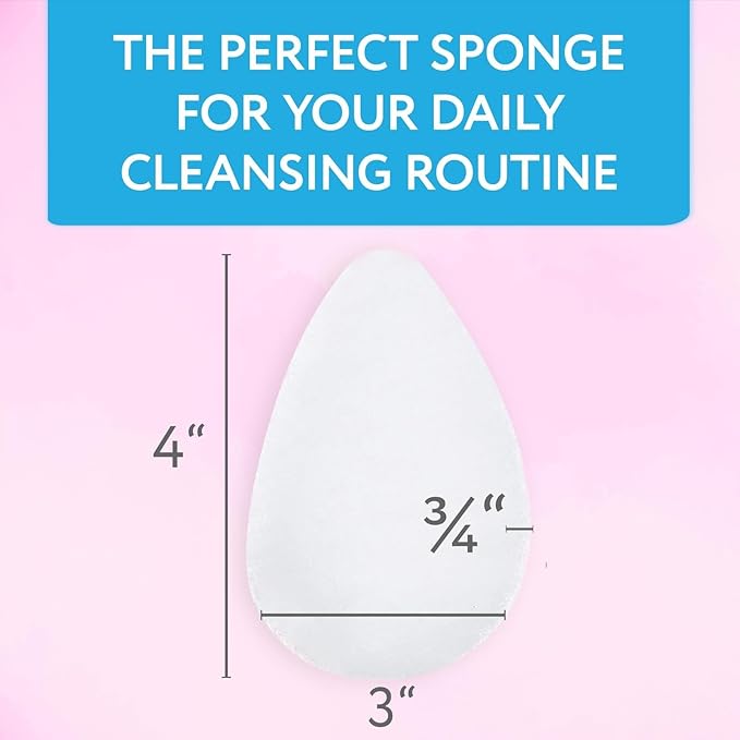 IMPRESA 10 Pack Facial Sponge for Daily Deep Cleansing - Regular Buff Style Exfoliating Pads for Removing Dead Skin, Dirt & Makeup - Normal to Oily - Made in The USA - Reusable Puf - White