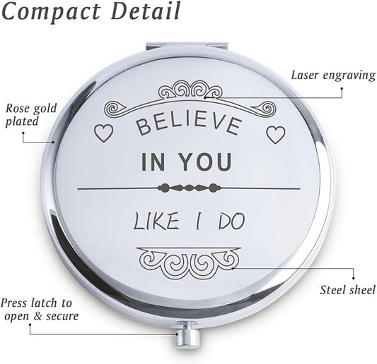 Personalized Gifts for Women Girls, Inspirational Compact Mirrors, 2025 Graduation Gifts for Her, Unique Mothers Day Birthday Gifts for Mom Sister Wife Daughter Niece, Friendship Gifts for Friends