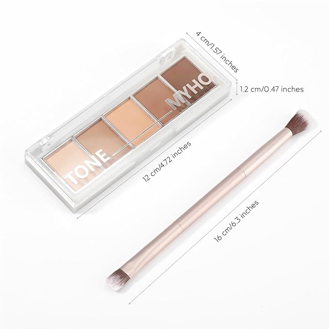 5 Colors Matte Eyeshadow Palette with Brush - Neutral Nude Taupe Brown Eye Shadow Palette Makeup, Natural Waterproof Cool-Toned Eyeshadow for Green & Blue & Brown Eyes and Smokey Makeup, 01#