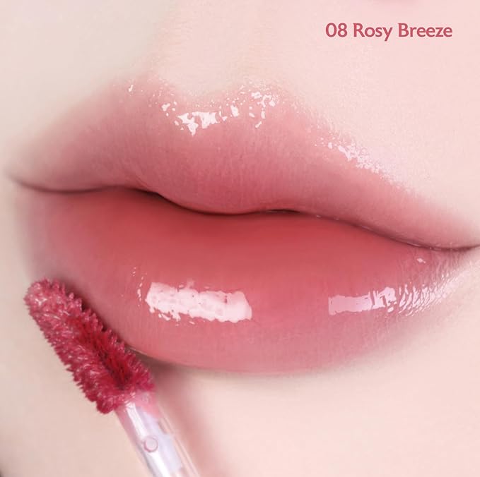 MILKTOUCH Jelly Fit Glow Lip Tint 08 Rosy Breeze - Hydrating Lip Gloss with Long-Lasting Moisture, Lip Stain, Lightweight, Radiant Shine, Perfect for Daily Use, Korean Lip Oil