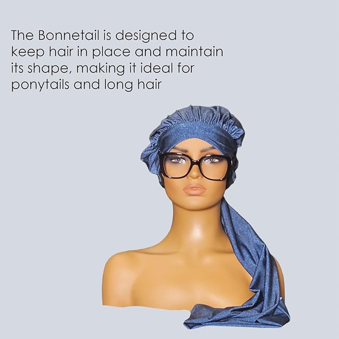 Bonnetail for Women, Long Bonnet for Ponytails, Hair Care, Bonnetail for Sleeping with Ear Slots