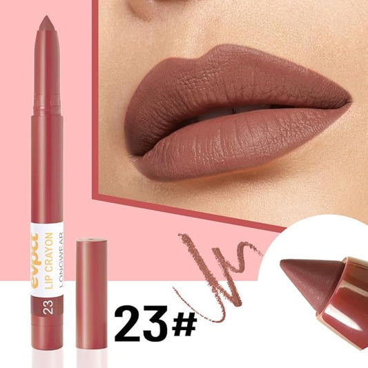 evpct Nude Fury Lip Liner Crayon Pencils Set for Women, Brown Matte Lip Stick Crayon Long Lasting, Lips Pencil Liner and Lipstick set, Lipliner Pencil, 24 Hour Long Wearing Lipstick Built-in Sharpener