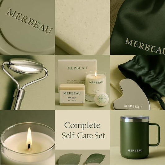 Luxury Self Care 13 Piece Gift Set – Non-Toxic, Clean Ingredients, Naturally-Scented Essential Oils, Candle, Socks, Bar Soap, Bath Bomb, Clean Towels, Hair Clip, Tumbler & More – Spa Kit, NEW