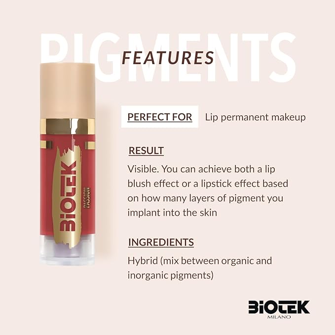 Biotek Lip Pigment for Permanent Makeup - Coral Red Color for Lip - Made in Italy - Passion 0,61 fl.oz.