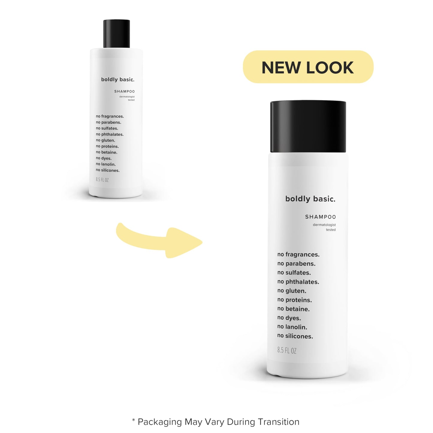 Boldly Basic Fragrance Free Shampoo - Gentle on Sensitive Skin and Hair - Unscented - Dermatologist Tested - No Sulfates, Parabens or Gluten - Non Comedogenic and Hypoallergenic