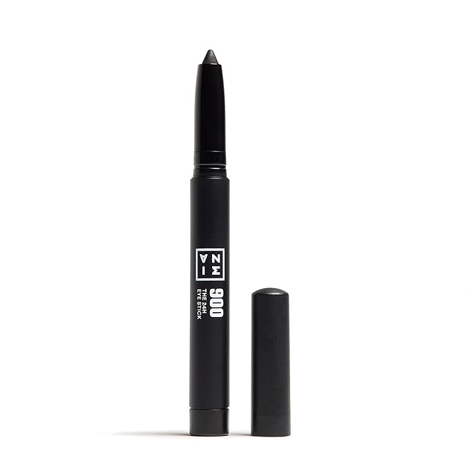 3INA The 24H Eye Stick - Creamy, Waterproof Formula - 2 In 1 Eyeshadow And Eyeliner - Highly Pigmented Shades - 24 Hour Long Lasting Wear - Matte, Sparkly Or Metallic Finish - 900 Black - 0.049 Oz
