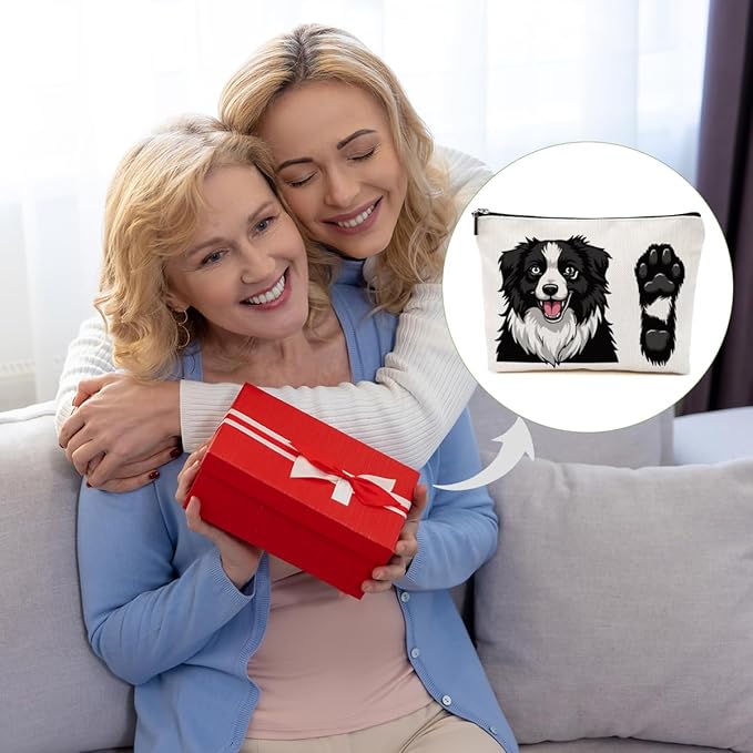 Border Collie Makeup Bag Border Collie Gifts Cosmetic Bag Dog Lovers Gifts for Women Girls Dog Mom Friend Dog Owner Gifts Travel Organizer Zipper Pouch Graduation Birthday Friendship Gifts