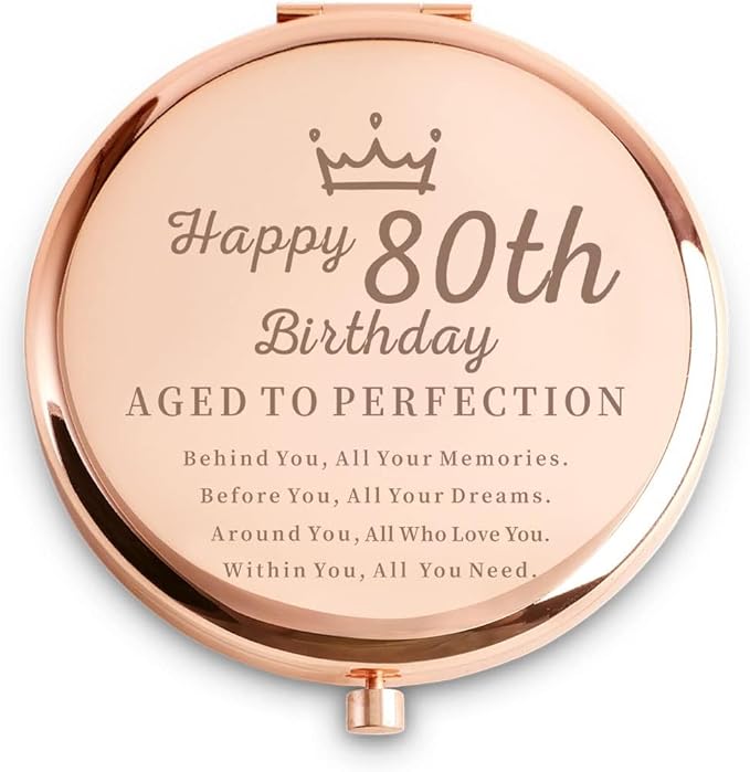 85th Birthday Gifts for Women, Best Female Presents for 85 Year Old Aunt Nana Grandma Mom, Personalized Engraved Compact Mirror Gift Ideas