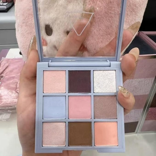 9 Colors Blue Smoky Matte Shimmer Eyeshadow Palette for Eye Makeup,High Pigmented Brown Purple Eye Shadow Primers Powder Palet de sombras de ojos