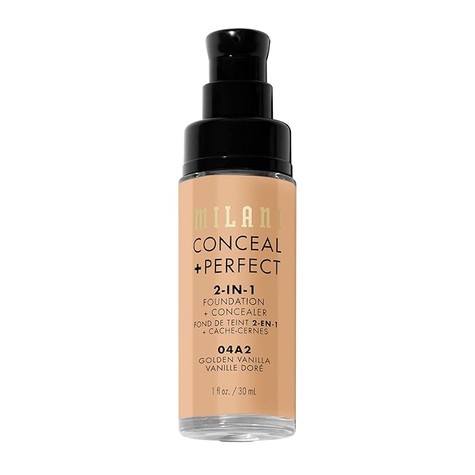 Milani Conceal + Perfect 2-in-1 Foundation + Concealer - Golden Vanilla (1 Fl. Oz.) Cruelty-Free Liquid Foundation - Cover Under-Eye Circles, Blemishes & Skin Discoloration for a Flawless Complexion