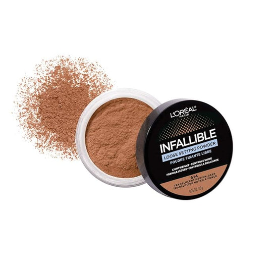 L'Oreal Paris Infallible Tinted Loose Setting Powders, Matte Finish, Lightweight, No White Cast, 2 Shades From Light To Deep, Translucent Light-medium, 0.26 Oz