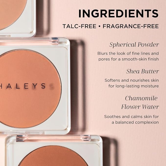 HALEYS Re-sculpt Smoothing Contour Powder (Dark) Lightweight, Non-Caking, Nourishing & Skin-Softening, Infused with Shea Butter & Chamomile Flower Water to Soothe Skin