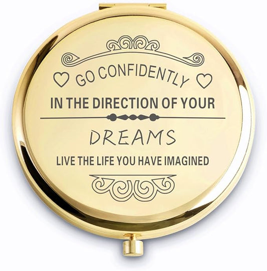 Personalized Gifts for Women Girls, Inspirational Compact Mirrors, 2025 Graduation Gifts for Her, Unique Mothers Day Birthday Gifts for Mom Sister Wife Daughter Niece, Friendship Gifts for Friends