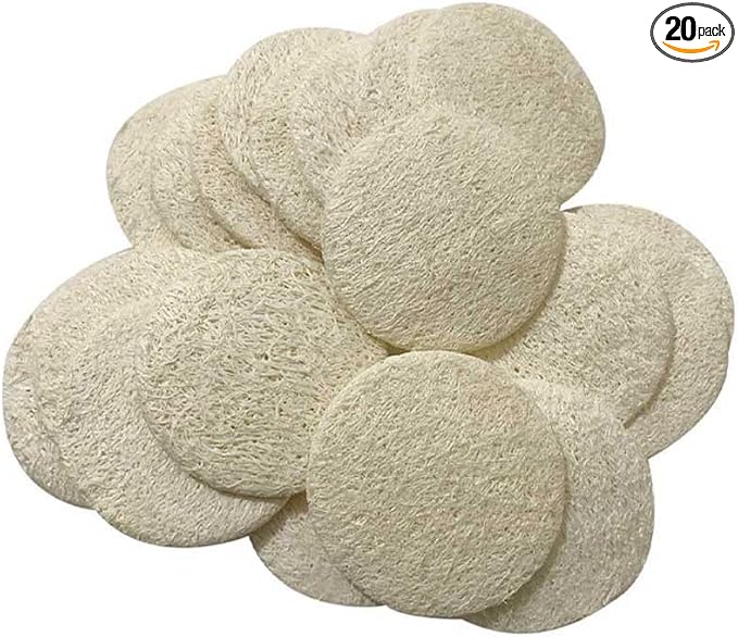 20 Pcs Loofah Face Pads Round Exfoliating Facial Pads Skin Cleansing Discs Pads Facial Body Scrubbers for Bath Shower Spa Skin Scrub