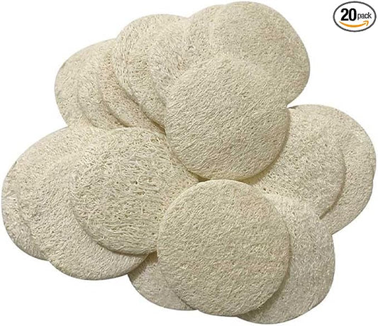 20 Pcs Loofah Face Pads Round Exfoliating Facial Pads Skin Cleansing Discs Pads Facial Body Scrubbers for Bath Shower Spa Skin Scrub