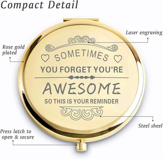 Personalized Gifts for Women Girls, Inspirational Compact Mirrors, 2025 Graduation Gifts for Her, Unique Mothers Day Birthday Gifts for Mom Sister Wife Daughter Niece, Friendship Gifts for Friends