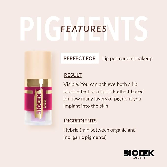 Biotek Lip Pigment for Permanent Makeup - Black Cherry Color for Lip - Made in Italy - Fashion 0,24 fl.oz.