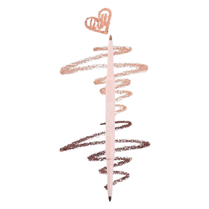 Matte Lip Liner Mechanical Pencil Ultra-Blendable Brown and Nude Dual Ended Two Color Retractable Lipliner Pigmented Smooth Creamy Textured Waterproof Smudge Proof Long Lasting Makeup