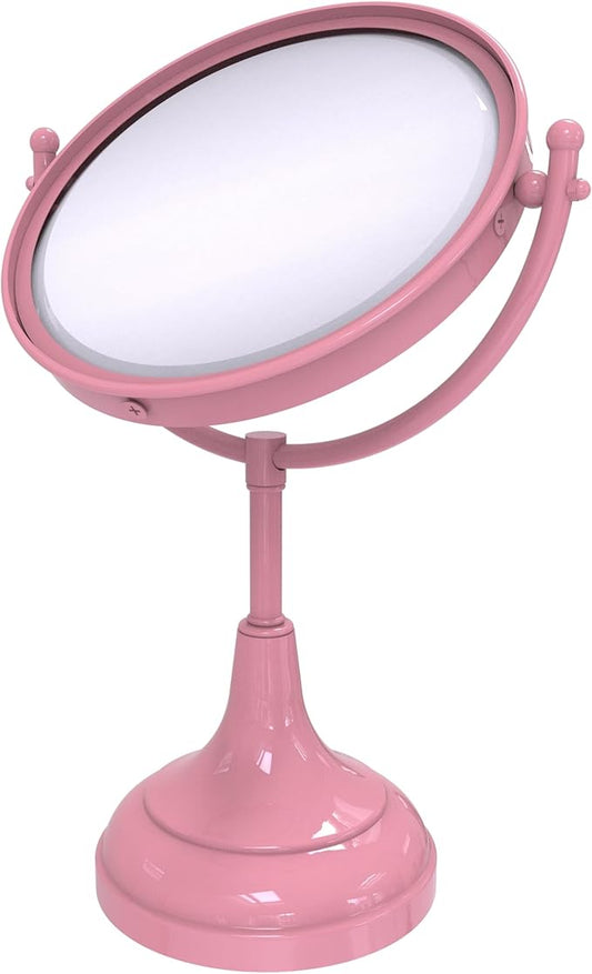 Allied Brass DM-2/3X-PNK 8 Inch Vanity Top Make-Up Mirror 3X Magnification, Pink