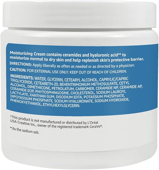 Amazon Basics Moisturizer Cream for Face, Dry Skin, Hydrating , 16 Ounces, 2-Pack