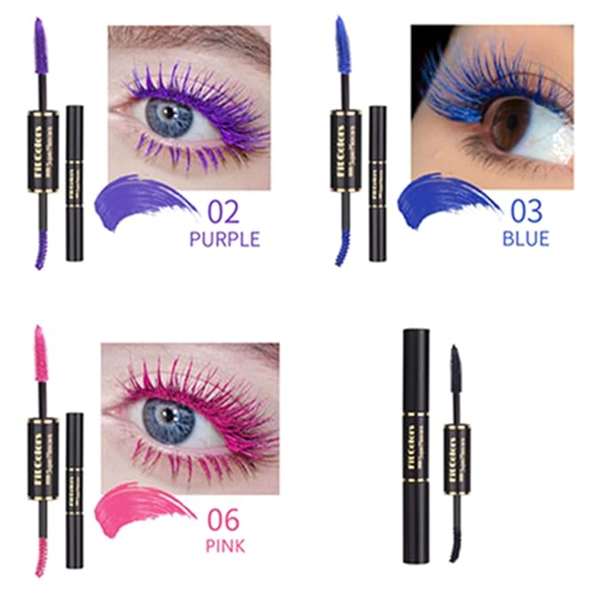 3 Colors Double-Ended Colored Mascara Set for Eyelashes, Purple Blue Pink Colorful Mascara Waterproof Charming Long Lasting Voluminous Eye Makeup Mother's Day Gifts for Women