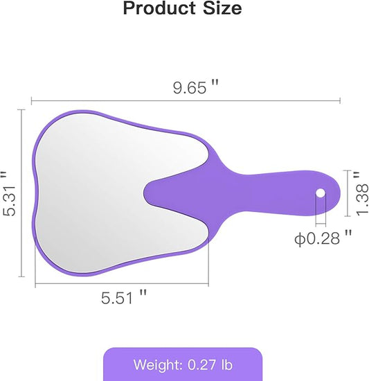 Annhua Tooth Shaped Mirror Hand Held Face Mirror Cute, Handheld Mirrors with Handle Purple Small Makeup Shower Mirror, Used for Salon|Barber|Dentist Clinic|Hairdressing