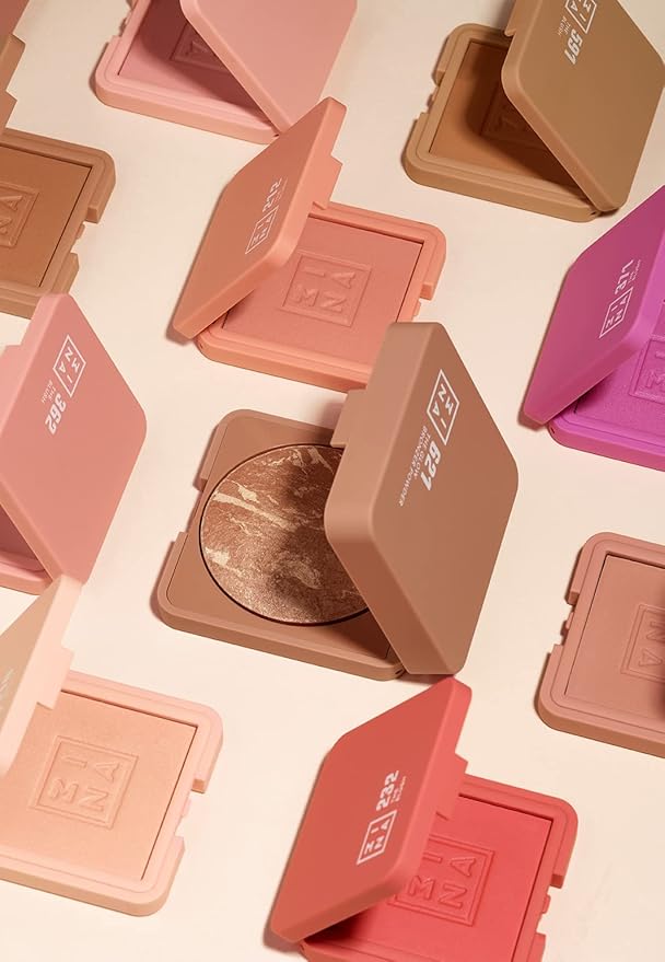 3INA The Blush 348 - NEW Formula - Natural, Light Mineral Powder Blush For Sensitive Skin - Blendable, Buildable Rouge - Pigmented, Dewy Glow - Vegan, Cruelty Free Makeup - Natural Color - 0.26 Oz